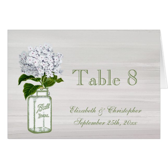 Maurer-Glas u. weißer Hydrangea-Wedding (Vorderseite (Horizontal))