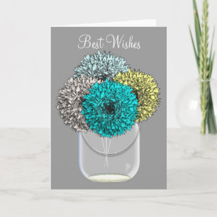 Maurer-Glas-Vase Pom Pom Gartennelken-Blumen Karte