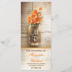 Maurerglas mit den orange Blumen, die Programm