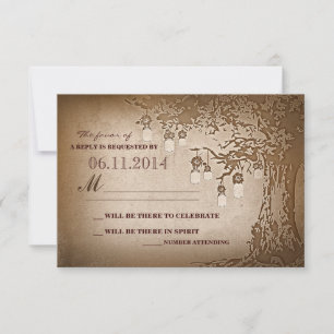 Maurerkrüste Baum rustikale Hochzeitskarten RSVP Karte
