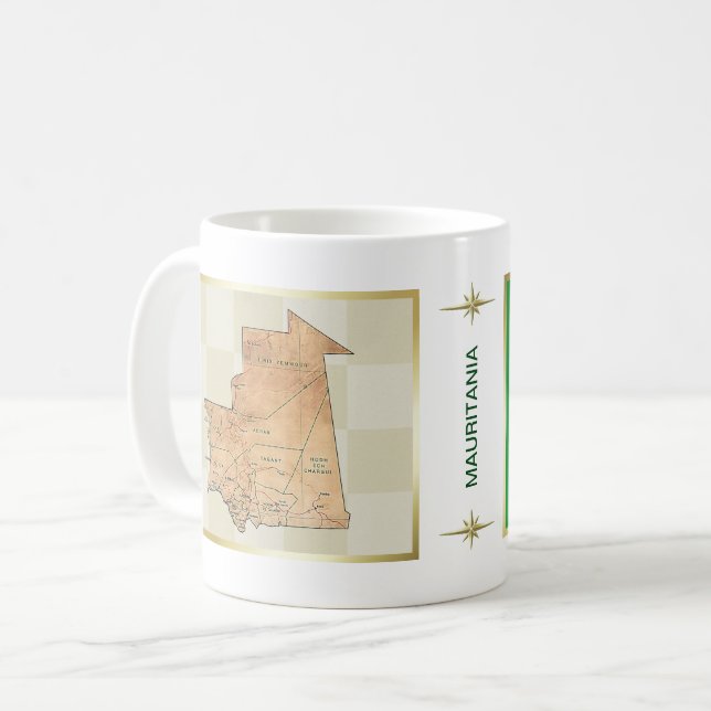 Mauretanien-Flagge + Karten-Tasse Kaffeetasse (Vorderseite Links)