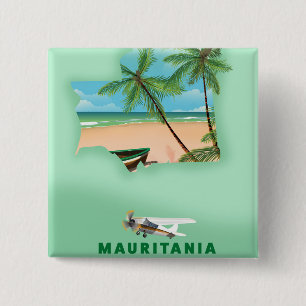 Mauretanien illustrierte Reisekarte Poster Button