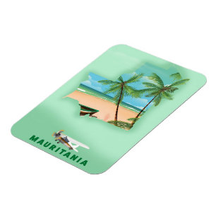 Mauretanien illustrierte Reisekarte Poster Magnet