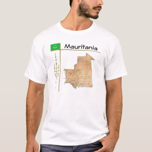 Mauretanien Karte + Flagge + Titel T-Shirt