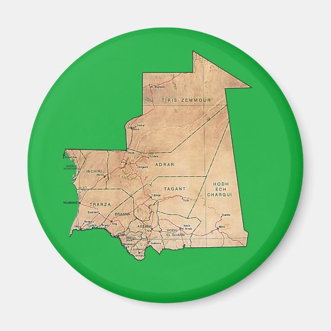 Mauretanien Map Magnet (Vorne)
