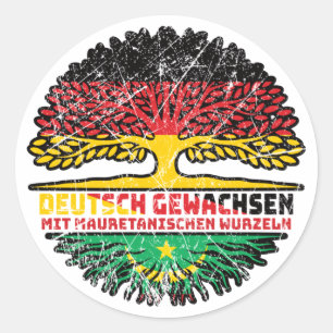 Mauretanien Mauretanisch Deutsch Deutschland Baum Runder Aufkleber