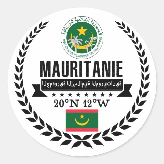 Mauretanien Runder Aufkleber (Vorderseite)