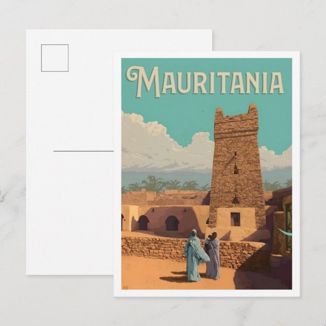 Mauretanien Vintage-Reise  Postkarte (Vorne/Hinten)