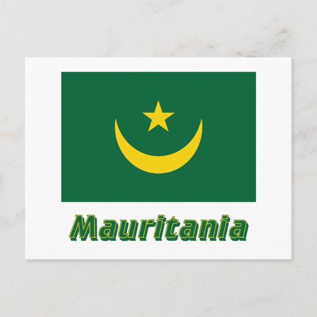 Mauretanienflagge mit Name Postkarte (Vorderseite)