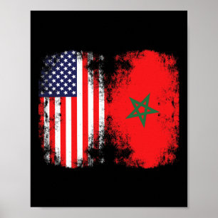 Mauretanisch Amerikanische Marokko-Flagge Marokkan Poster