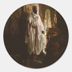 Mauretanischer Häuptling Afrikanische Kunst Malere Runder Aufkleber