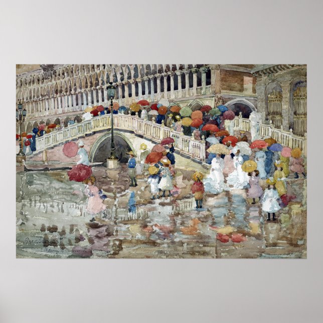 Maurice Brazil Prendergast Umbrellas im Regen Poster (Vorne)