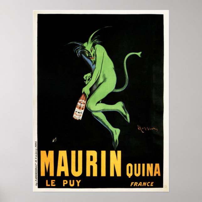 MAURIN QUINA Green Devil Französischer Liquor Absi Poster (Vorne)