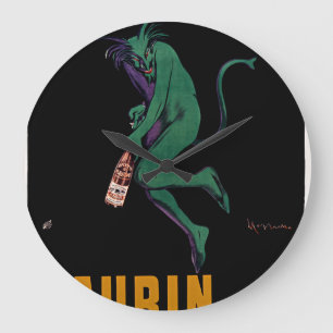 Maurin Quina Green Devil von Cappiello Große Wanduhr