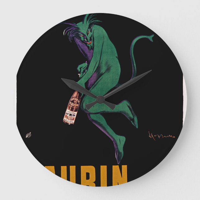 Maurin Quina Green Devil von Cappiello Große Wanduhr (Vorderseite)