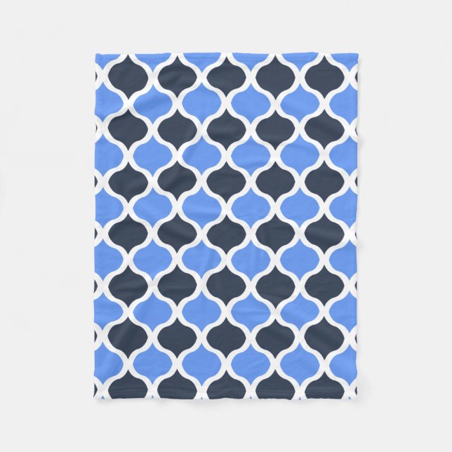 Maurisch Arabesque (Kornblume und Schwarz) Fleecedecke (Vorderseite)