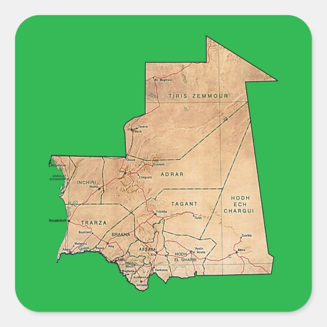 Mauritania Map Sticker (Vorderseite)