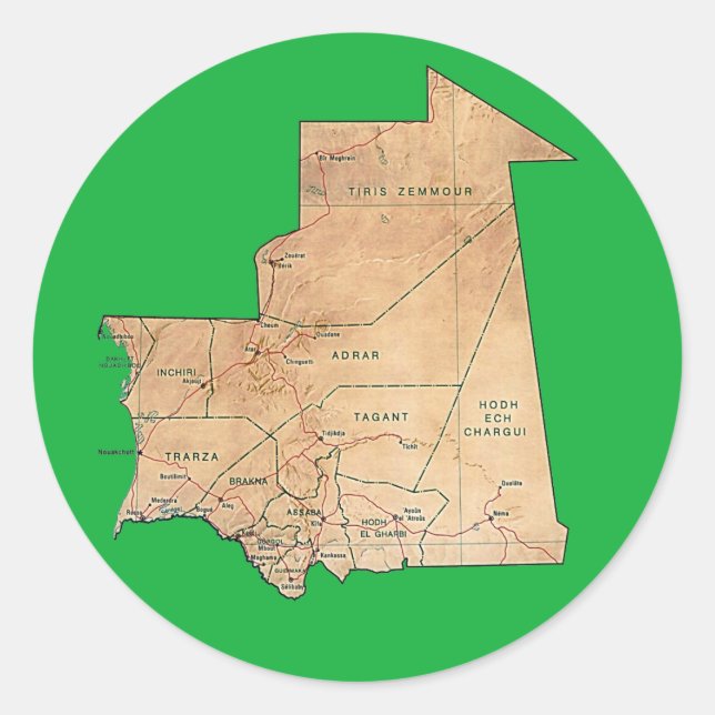 Mauritania Map Sticker (Vorderseite)