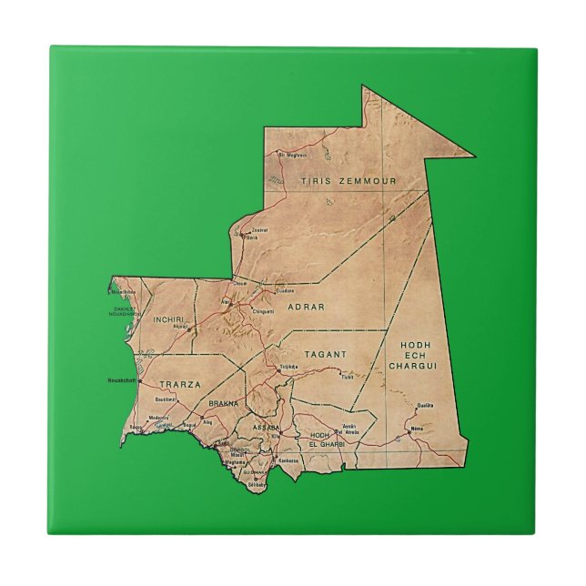 Mauritania Map Tile Fliese (Vorderseite)