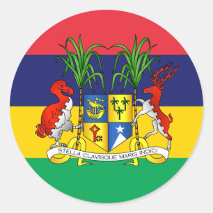 Mauritianische Flagge und Wappen, Flagge von Mauri Runder Aufkleber