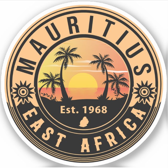Mauritius East Africa Retro Sunset Souvenirs 60er Aufkleber (Vorderseite)
