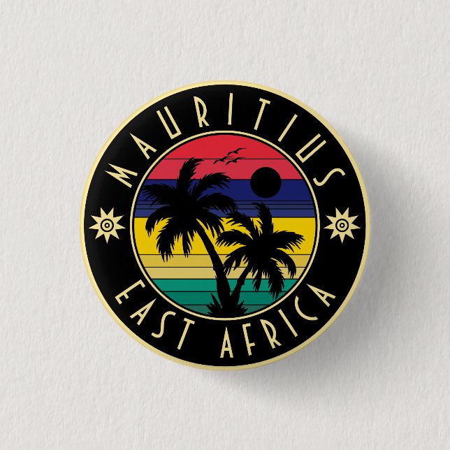 Mauritius East Africa Retro Sunset Souvenirs 60er Button (Vorderseite)