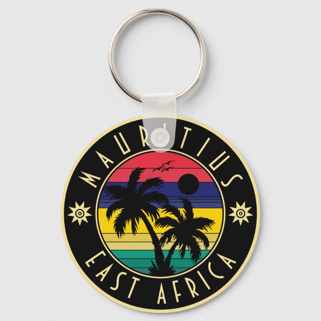 Mauritius East Africa Retro Sunset Souvenirs 60er Schlüsselanhänger (Vorderseite)