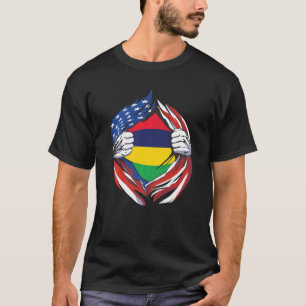 Mauritius Flag American Proud of My Mauritian Heri T-Shirt