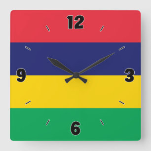 Mauritius Flag Patriotic Quadratische Wanduhr