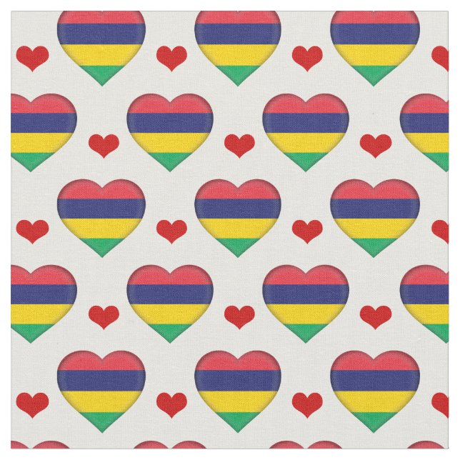Mauritius Flag Red Heart mode Fabric/Mauritius Stoff (Nahaufnahme)