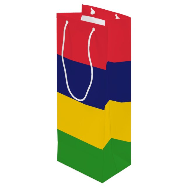 Mauritius-Flagge Geschenktüte Für Weinflaschen (Rückseite Schrägansicht)
