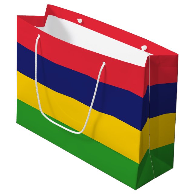 Mauritius-Flagge Große Geschenktüte (Vorderseite Schrägansicht)
