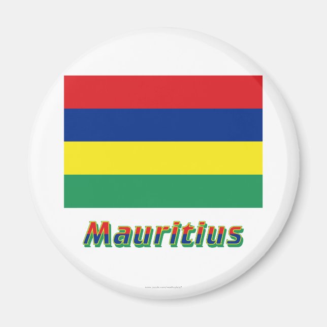 Mauritius-Flagge mit Namen Magnet (Vorne)