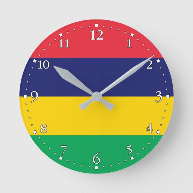 Mauritius-Flagge Runde Wanduhr (Vorderseite)