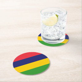 Mauritius-Flagge Runder Pappuntersetzer