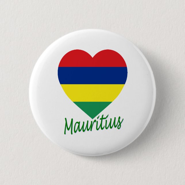 Mauritius-Flaggen-Herz Button (Vorderseite)