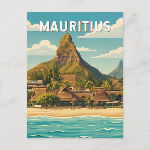 Mauritius Illustration Reise Kunst Vintage Postkarte