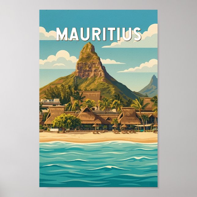 Mauritius Illustration Travel Art Vintage Poster (Vorne)