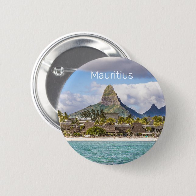 Mauritius Indian Ocean Flic En Flac Beach Souvenir Button (Vorne & Hinten)