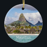 Mauritius Indian Ocean Flic En Flac Beach Souvenir Keramik Ornament<br><div class="desc">Mauritius Indischer Ozean mit Flic En Flac Strand und Palmen Urlaub Souvenir für Riviere Noire und Tamarin Reisende. Mauritius Insel Panorama Feriengestaltung für Inselliebhaber im Indischen Ozean. Mauritius Panorama-Design für Urlauber im Indischen Ozean mit Strand und Palmen. Souvenir für Tamarin und Riviere Noire Reisende in Mauritius Insel mit Bergen und...</div>