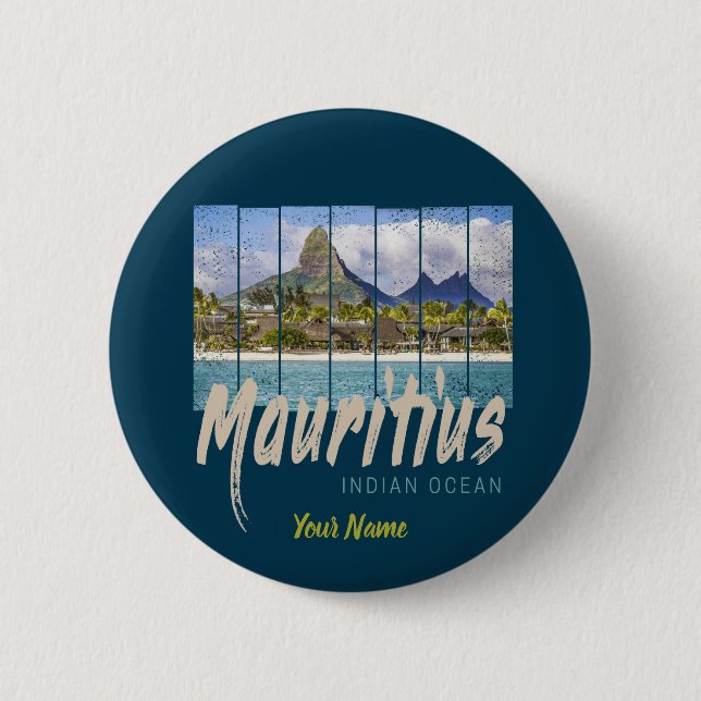 Mauritius Indischer Ozean Vintag Beach Souvenir Button (Vorderseite)