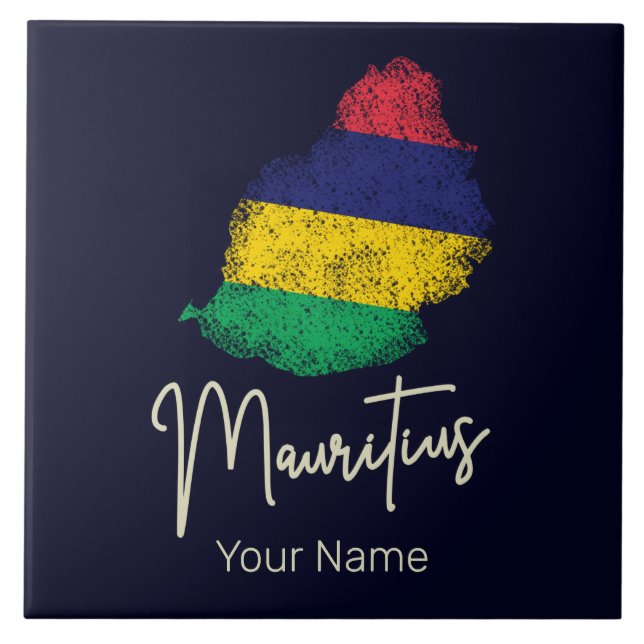 Mauritius Insel Karte Vintage Flagge Indischer Oze Fliese (Vorderseite)