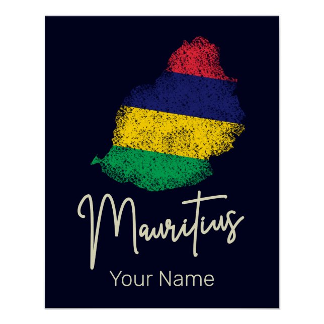 Mauritius Insel Karte Vintage Flagge Indischer Oze Poster (Vorderseite)