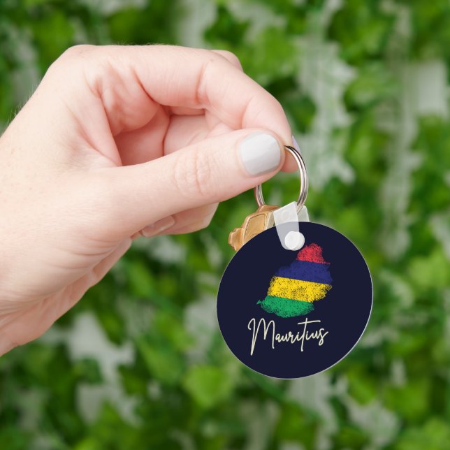 Mauritius Insel Karte Vintage Flagge Indischer Oze Schlüsselanhänger (Hand)