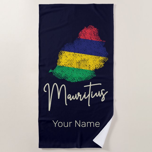 Mauritius Insel Karte Vintage Flagge Indischer Oze Strandtuch (Vorderseite)
