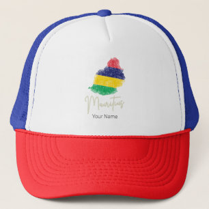 Mauritius Insel Karte Vintage Flagge Indischer Oze Truckerkappe