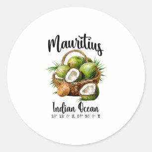 Mauritius Kokosnuss Indischer Ozean Tropeninsel Gp Runder Aufkleber