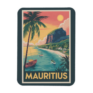 Mauritius-Küsten-Illustration Reise Kunst Vintage Magnet