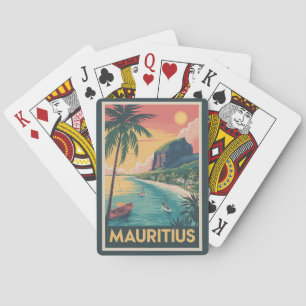 Mauritius-Küsten-Illustration Reise Kunst Vintage Spielkarten