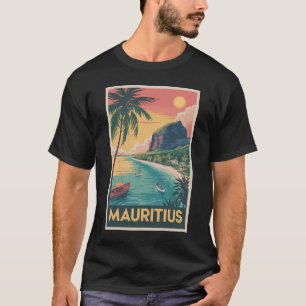 Mauritius-Küsten-Illustration Reise Kunst Vintage T-Shirt